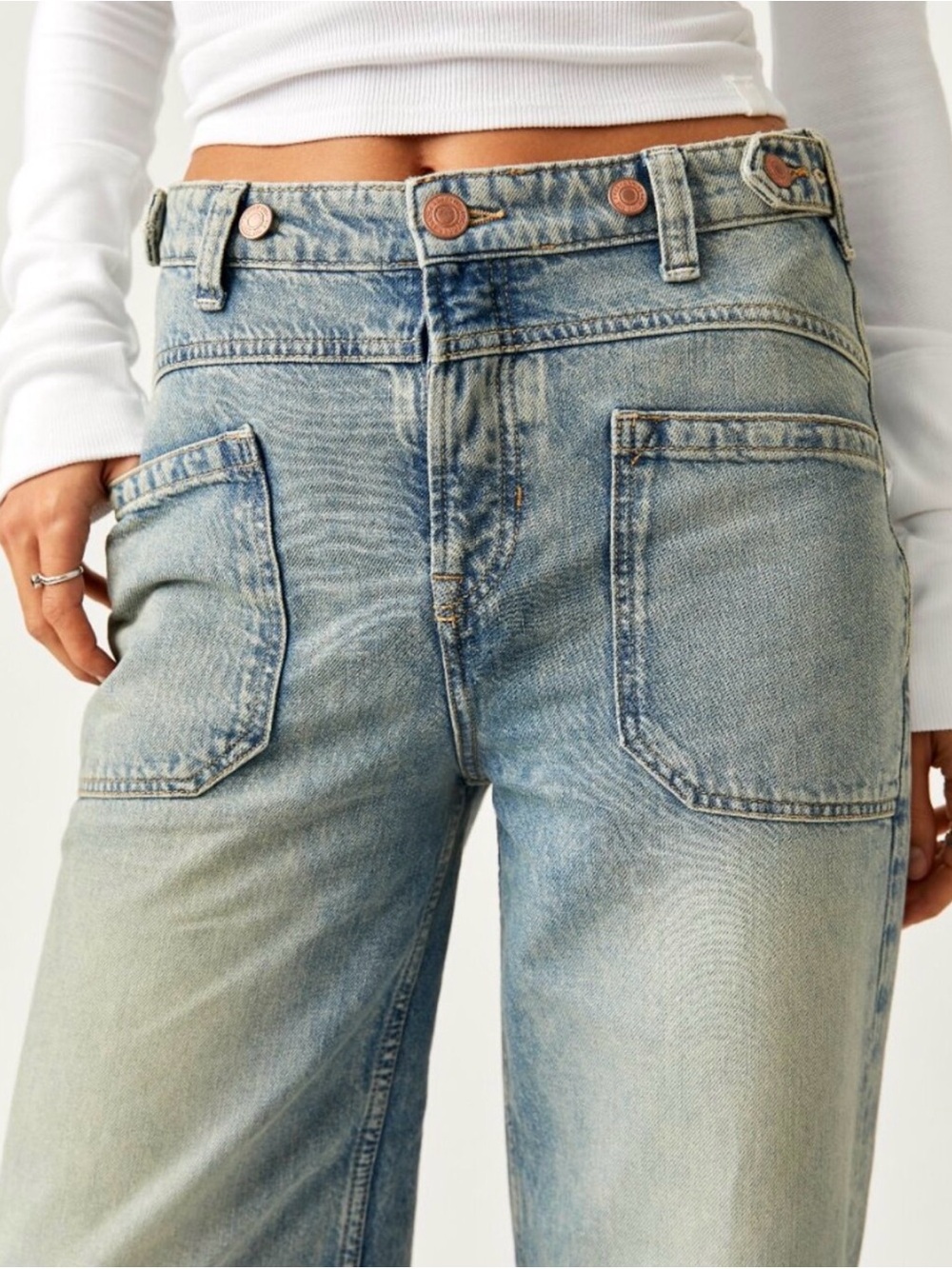Free People Light Wash Boyfriend Carpenter Jeans